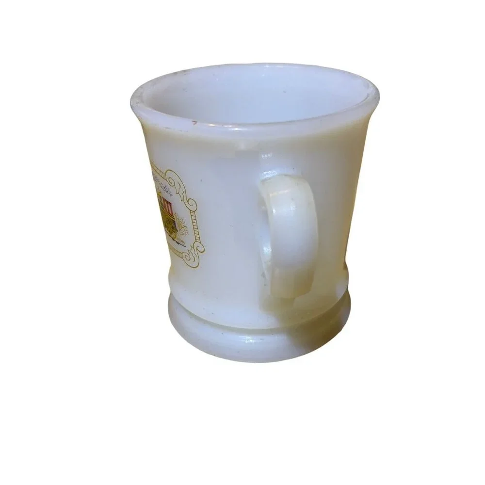 VTG 1970’s Avon Milk Glass Shaving‎ Mug Cup Iron Horse Steam Train Locomotive